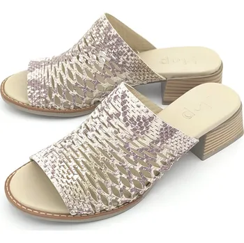 Dámské pantofle Dámské kožené pantofle 001 4627 Klop béžová/metal Barva: béžová/metal, Velikost: 40