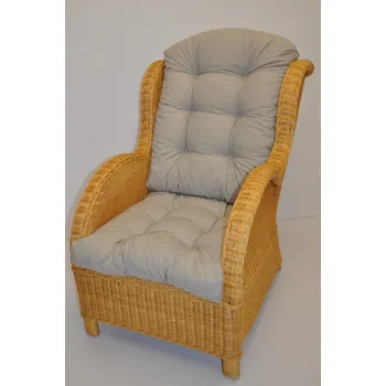 Křeslo Ratanové křeslo EAR medové polstr tmavě béžový melír