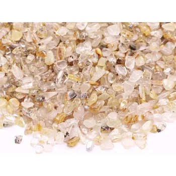 Drahý kámen Magieprirody.cz Tromlovaný kámen Sagenit XXS velikost 6 - 12 mm #697 Křišťál s rutilem - Brazílie Množství: 100g