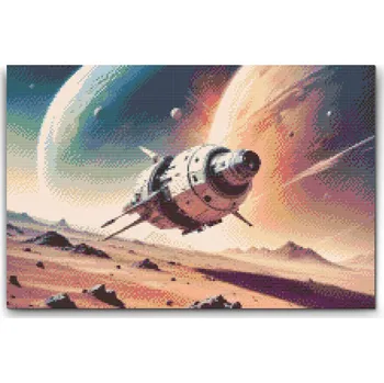 Diamantové malování Diamantové malování - Průzkumná vesmírná loď Velikost: 40x60cm, Rámování: Pouze srolované plátno, Diamanty: Čtvercové