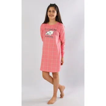 Dámská noční košile Dětská noční košile s dlouhým rukávem Ospalec - lososová - 3 - 4 roky