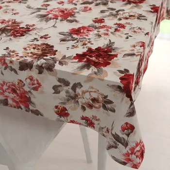 ubrus Bavlněný obdélníkový ubrus Sandra SA-399 Červené pivoňky na pískovém 50x100 cm