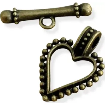 Materiál na výrobu šperku Americké zapínání srdce starozlaté - 1 ks