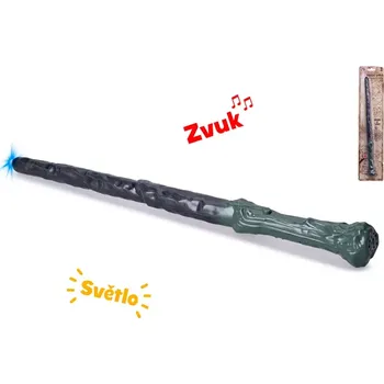 Karnevalový kostým Mikro Trading Hůlka kouzelnická 36cm zelená na baterie se světlem a zvukem na kartě