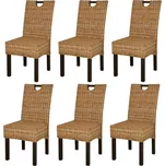vidaXL Marketos Jídelní židle 6 ks ratan kubu a mangovníkové dřevo