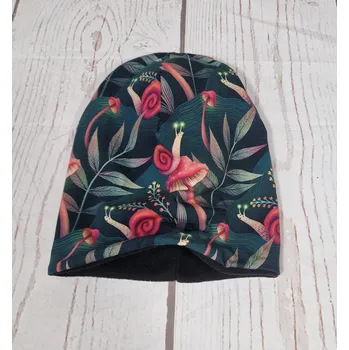 Kojenecká čepice Yháček Šmoulí čepička Yháček, Šneci a houbičky, flís Velikost:: XL