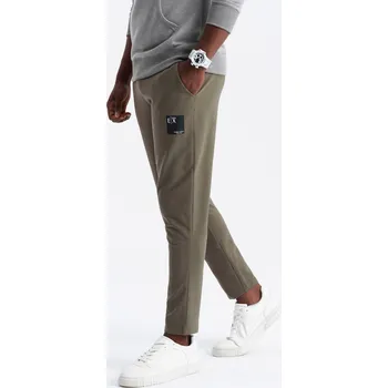 Pánské tepláky s logem - olivové V4 OM-PASK-0167 - M