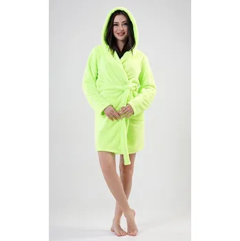 Dámský župan Dámský župan krátký s kapucí Limetka - světle zelená - L