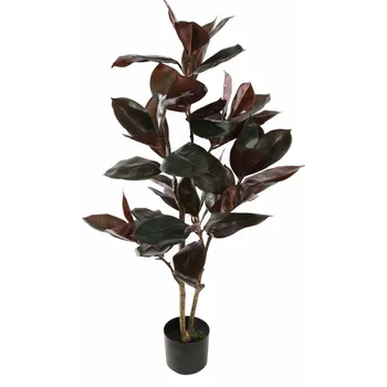 Květináč Rubber Leaf Burgundy umělý V 65 cm