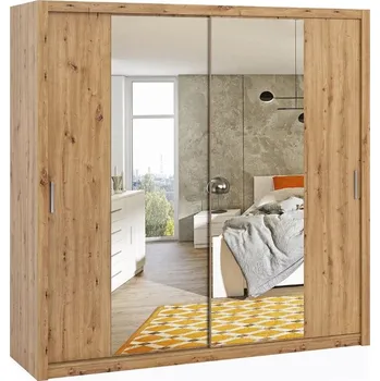 Šatní skříň GIB Skříň Nobby SZ220 se zrcadlem Barevné provedení: dub Artisan, KONTEJNER do SKŘÍNĚ: BEZ kontejneru