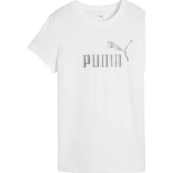 Dámské triko Puma ESSENTIALS METALLIC NO.1 LOGO TEE L Bílá, Stříbrná