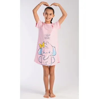 Dámská noční košile Dětská noční košile s krátkým rukávem Slon - světle lososová - 15 - 16