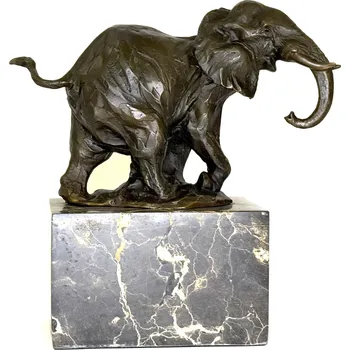 SLON SOCHA - BRONZ NA MRAMOROVÉM PODSTAVCI