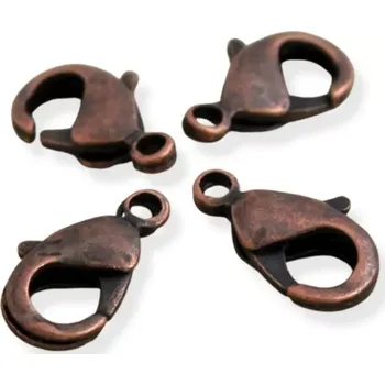 Materiál na výrobu šperku Zapínání karabinka staroměděná 12mm - 5 ks