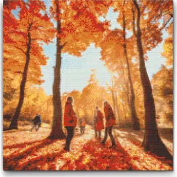 Diamantové malování Diamantové malování - Rodinka v lese Velikost: 50x50cm, Rámování: Pouze srolované plátno, Diamanty: Čtvercové