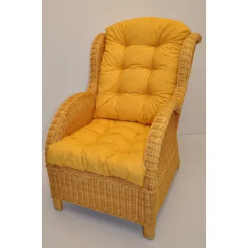 Křeslo Ratanové křeslo EAR medové polstr žlutý melír