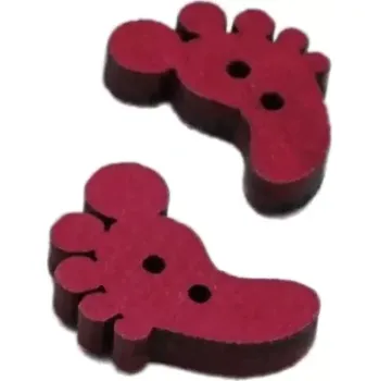 Knoflík Dřevěný knoflík chodidlo sytě růžové - 5 ks