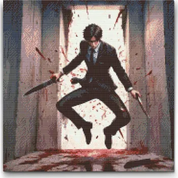 Diamantové malování Diamantové malování - Temný zabiják Velikost: 50x50cm, Rámování: Pouze srolované plátno, Diamanty: Kulaté
