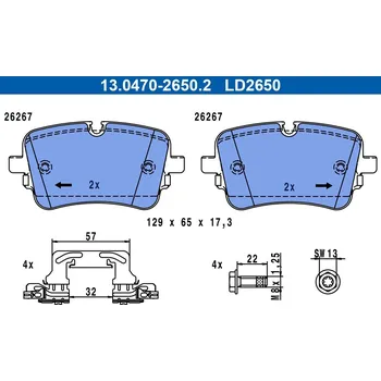 Brzdová destička Sada brzdových destiček, kotoučová brzda ATE 13.0470-2650.2