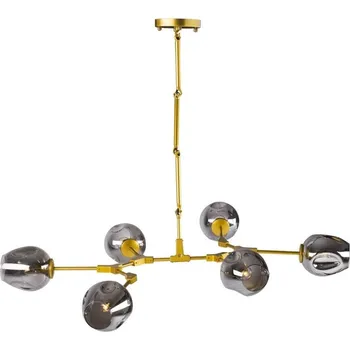 Závěsné svítidlo MODERN ORCHID-6 skleněné zlaté šedé 130 cm nad jídelní stůl do obýváku