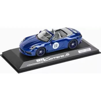 autíčko PORSCHE 911 Carrera S Cabriolet (992) Ltd Edition Model 1:43 startovní číslo 11 modrá (Tlakově litý sběratelský model)