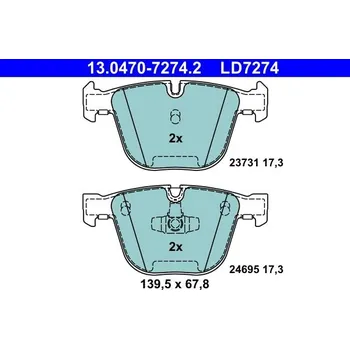 Brzdová destička Sada brzdových destiček, kotoučová brzda ATE 13.0470-7274.2