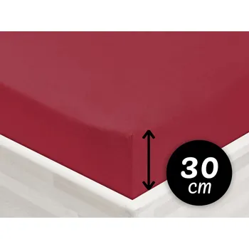 Prostěradlo Jersey napínací prostěradlo na vysokou matraci JR-010 Vínové 200 x 220 - výška 30 cm
