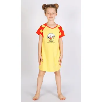 Dámské noční prádlo Dětská noční košile s krátkým rukávem Malé kuře - žlutá - 5 - 6 let