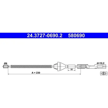 Lanko parkovací brzdy Tažné lanko, parkovací brzda ATE 24.3727-0690.2