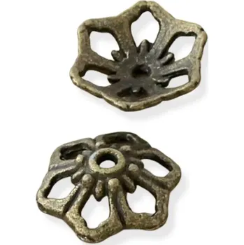 Materiál na výrobu šperku Kaplík starozlatý květ 12mm - 2 ks