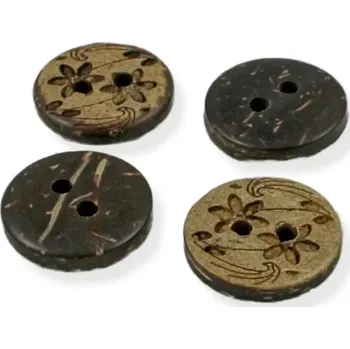 Knoflík Knoflíky kokosové s kvítky 24" - 20 ks