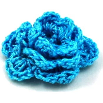 Květina háčkovaná modrá - 1 ks