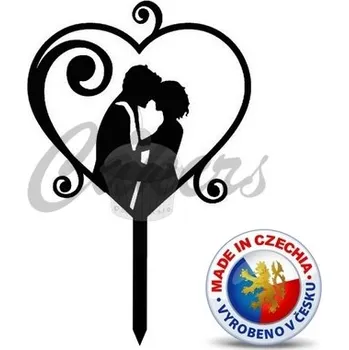 Jedlá dekorace na dort Zápich do dortu - Svatební srdce