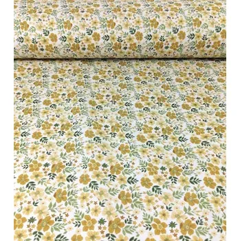 Loneta dekorační látka kvítky žluté | RTex