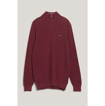 Pánský svetr SVETR GANT COTTON PIQUE HALFZIP RICH WINE