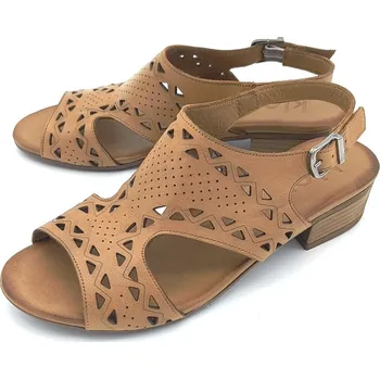 Dámské sandále Dámské kožené sandály 171 842 Klop hnědá Barva: hnědá, Velikost: 37