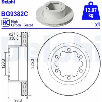 Brzdový kotouč Brzdový kotouč DELPHI BG9382C
