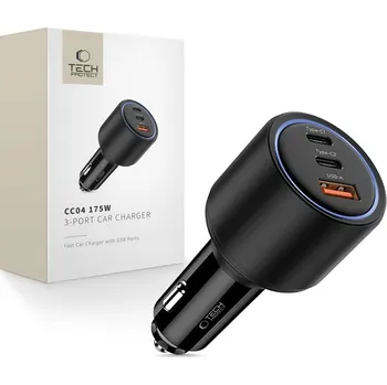 Tech-Protect Cc04 3portová nabíječka do auta PD175W černá