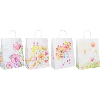 Dárková taška Dárková papírová M 26x33x12 cm květiny 959663