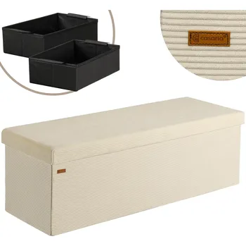 Taburet FurniGO Úložná lavice 114x38x38 cm - béžová