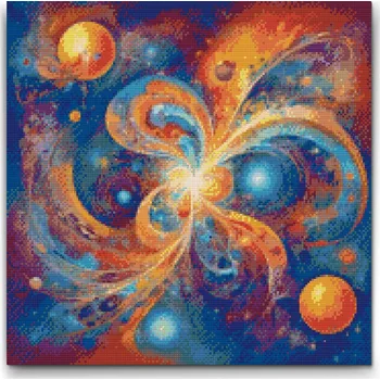 Diamantové malování Diamantové malování - Kosmický tanec pískových tvarů Velikost: 50x50cm, Rámování: Pouze srolované plátno, Diamanty: Kulaté