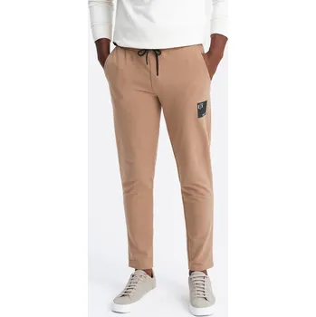 Pánské tepláky s logem - hnědé V3 OM-PASK-0167 - XL