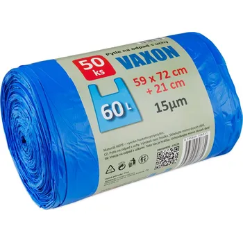 Pytle na odpadky Pytle na odpad Vaxon 60l, 50ks, 15µm, s uchy, modré