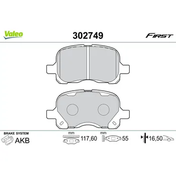 Brzdová destička Sada brzdových destiček, kotoučová brzda VALEO 302749