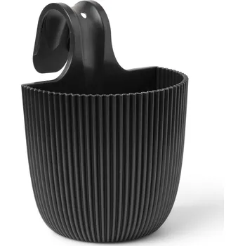 Květináč Capi Nature Groove Made With Balcony Hanger Textile Black Ø 21 cm / V 28 cm