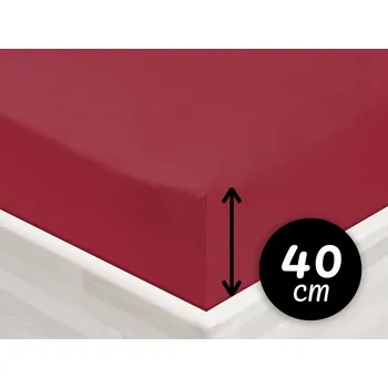 Prostěradlo Jersey napínací prostěradlo na extra vysokou matraci JR-010 Vínové 140 x 200 - výška 40 cm