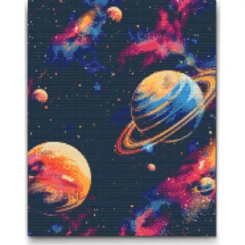 Diamantové malování Diamantové malování - Sluneční soustava 3 Velikost: 30x40cm, Rámování: Pouze srolované plátno, Diamanty: Kulaté