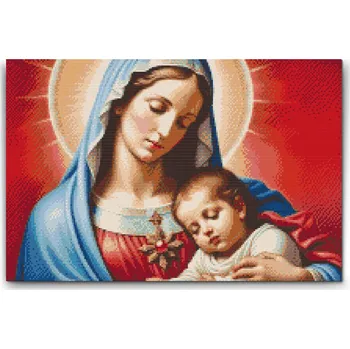 Diamantové malování Diamantové malování - Panna Marie s děťátkem Velikost: 40x60cm, Rámování: Pouze srolované plátno, Diamanty: Kulaté