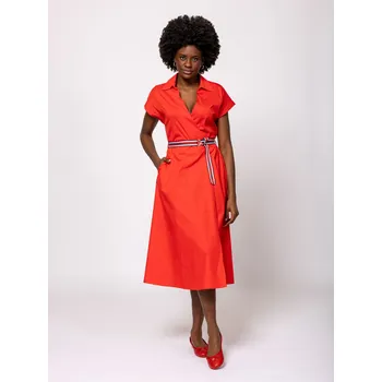 Dámské šaty Heavy Tools dámské midi šaty Vica krátký rukáv červené Velikost: S