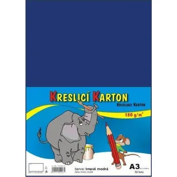 Blok Kreslicí karton barevný A3/50/180g - tmavě modrá, STEPA ,balení 50 ks 557019